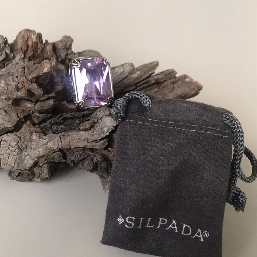 Silpada Lavender Fields purple zirconia rectangle ring R2001